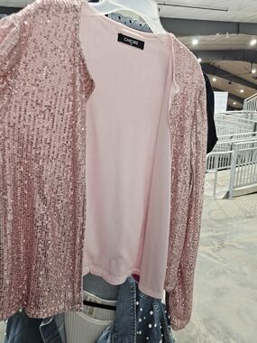 chic Pink Sequin Blazer Jacket